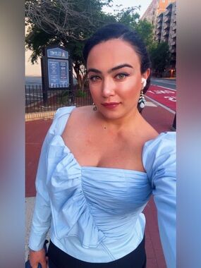 Anna October Baby Blue Corset Puff Sleeve Blouse
